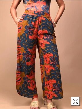 Lex Breezy Smocked Palazzo Pant
Monstera Mustard Blue NWT